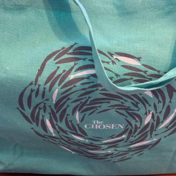 NWT The Chosen Cotton Tote Beach Grocery Book Travel Shoulder Bag Teal Gray MINT - Picture 9 of 10